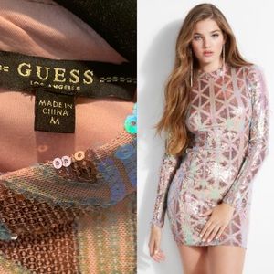 GUESS Diamond Iridescent Sequin Mini Dress